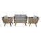 Tisch mit 3 Sesseln DKD Home Decor MB-166666 137 x 66 x 70,5 cm Kristall Holz Synthetischer Rattan Stahl (4 pcs)