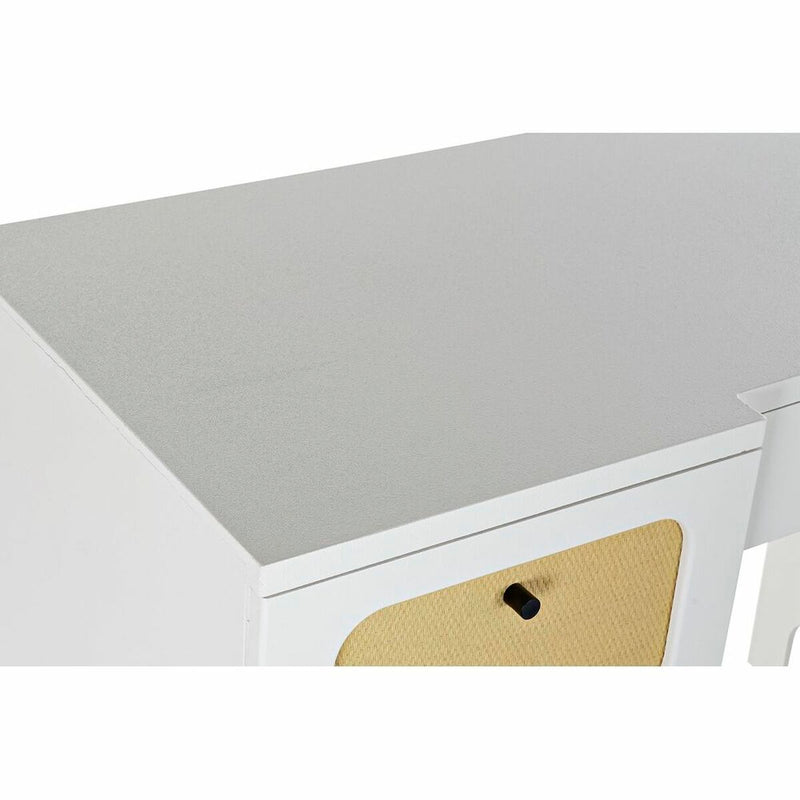 Schreibtisch DKD Home Decor Tanne Weiß Rattan (140 x 50 x 76 cm)
