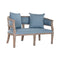 Sofa DKD Home Decor Blau Leinen Kautschukholz (122 x 69 x 72 cm)