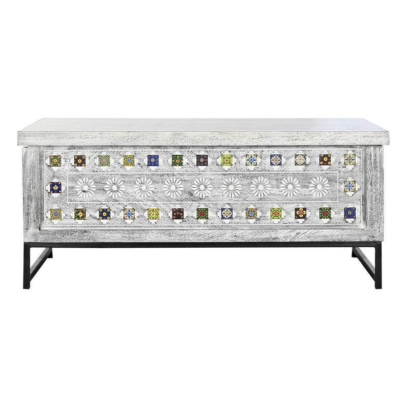 Tischdekoration DKD Home Decor 116 x 60 x 51 cm Metall Aluminium Mango-Holz 116 x 40 x 45 cm